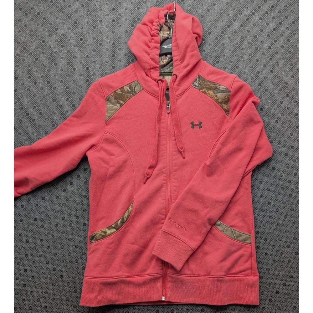 Under Armour Storm Womens Full Zip Hoodie XL Coral Pink Realtree Camo Hunting